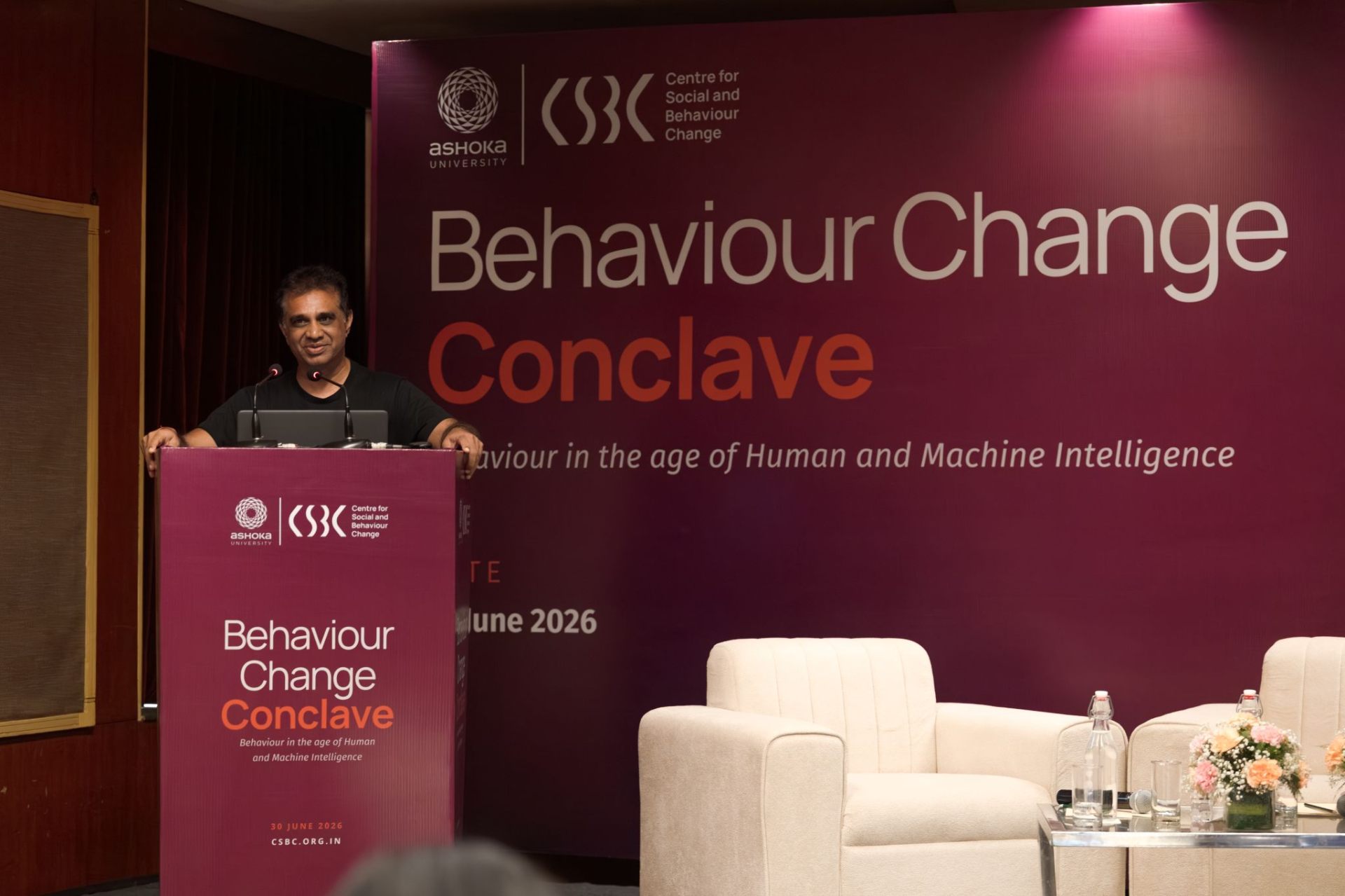 Anand Mallipudi at the CSBC Behaviour Change Conclave podium
