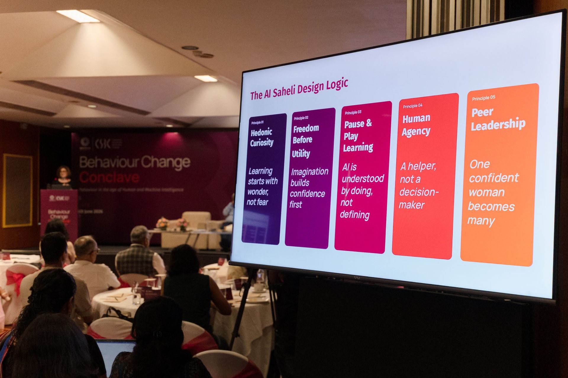 The AI Saheli Design Logic — five principles presented at CSBC